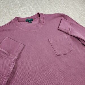 J Crew Oarsman Shirt Women XS Waffle Knit Thermal Pink Cotton Long Sleeve